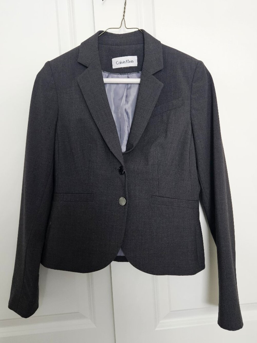 Calvin Klein Charcoal Grey Blazer Notch Lapel 2-Button Suit Jacket